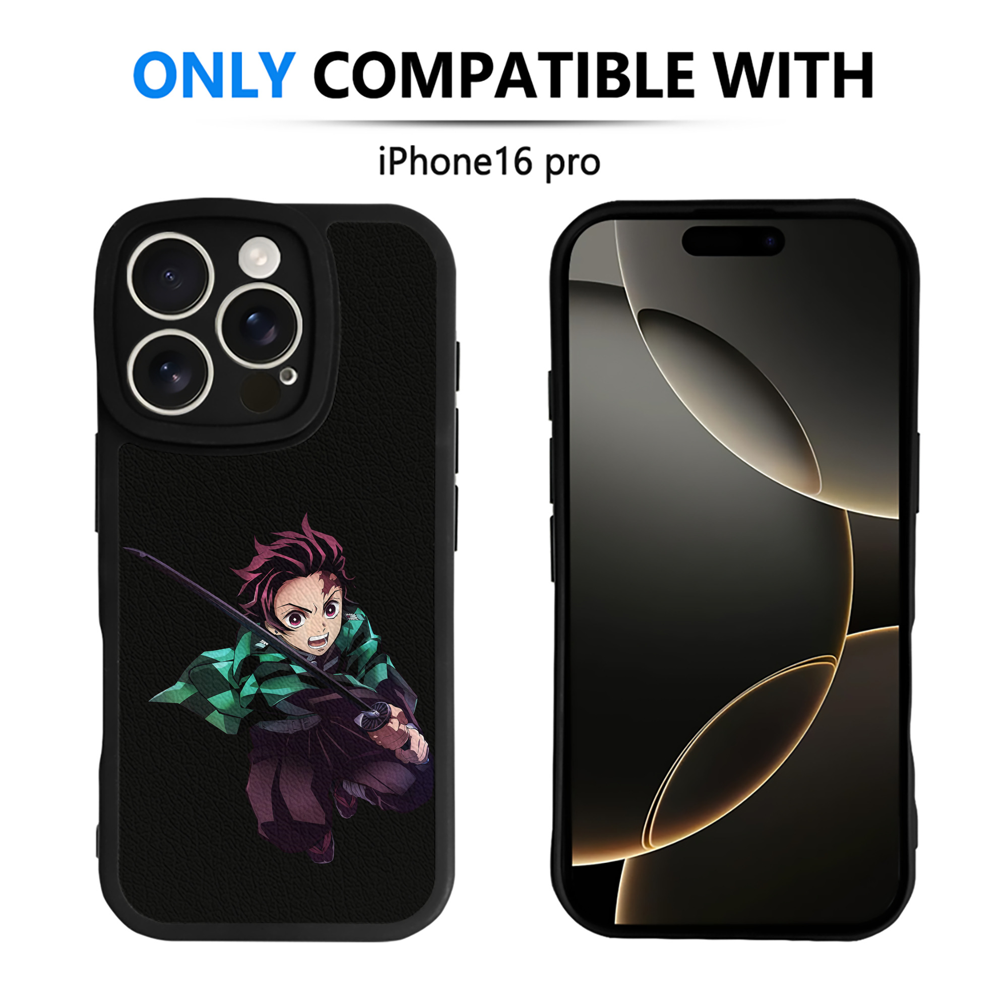 （画像用） 鬼滅の刃 竈門 炭治郎／かまど たんじろう Kamado Tanjirou 【iPhone 16シリーズ対応】シリコンスマホケース（レザー調） 材質：シリコン